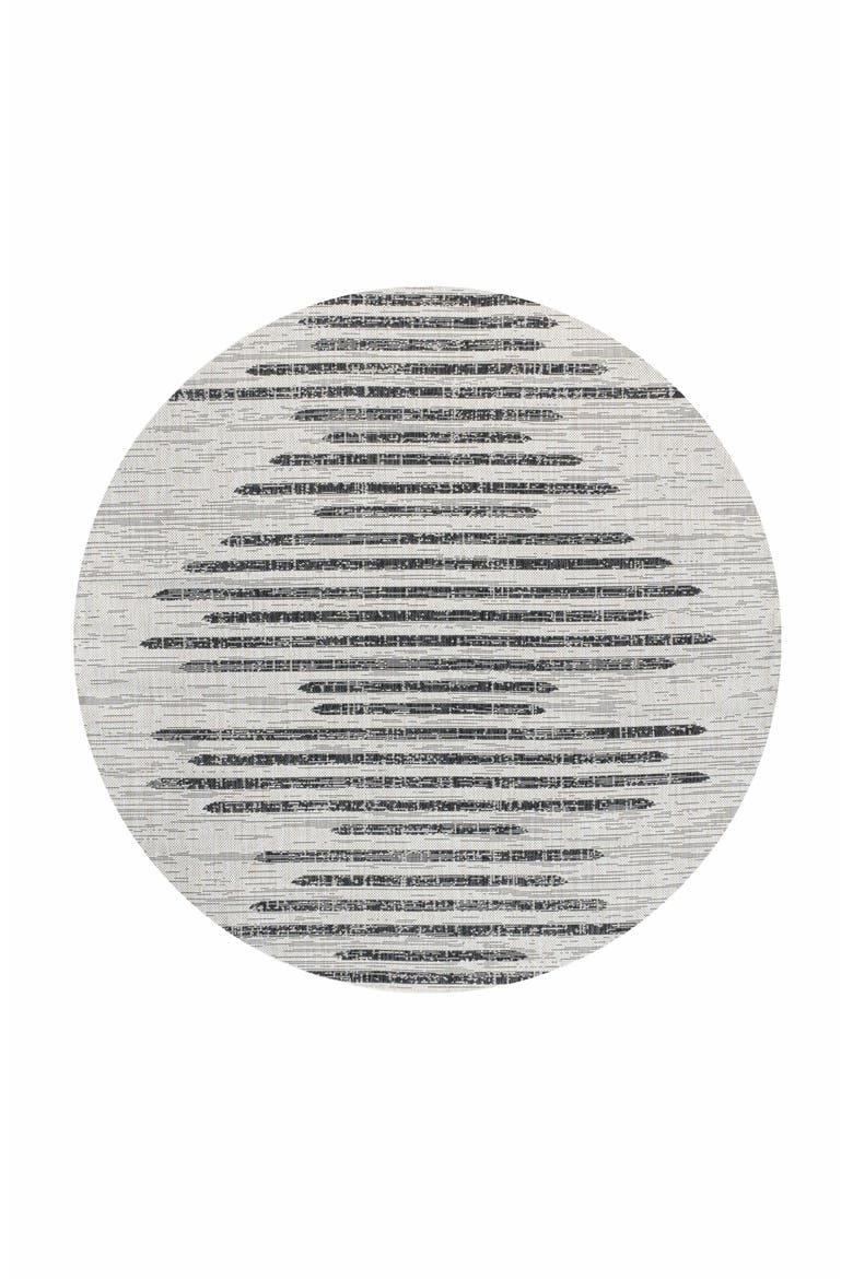 Zolak Berber Stripe Geometric Indoor/Outdoor Round Area Rug, Alternate, color, Ivory/Black