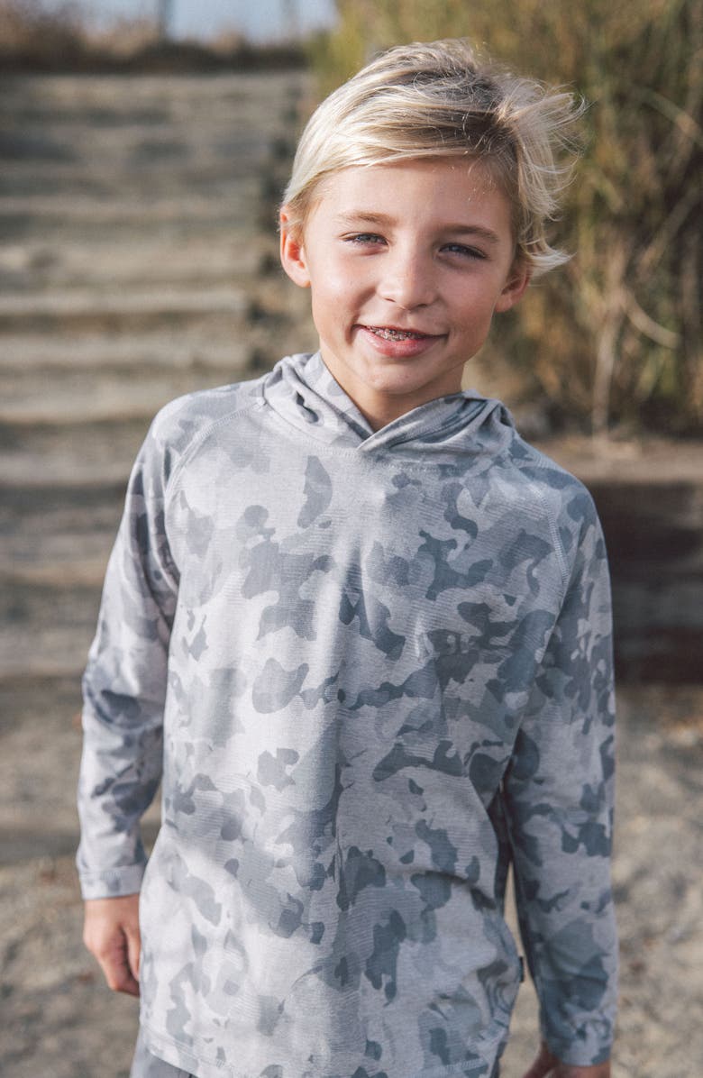 Feather 4 Arrow Kids' Reel Deal UPF 50+ Hoodie, Alternate, color, Grey Haze