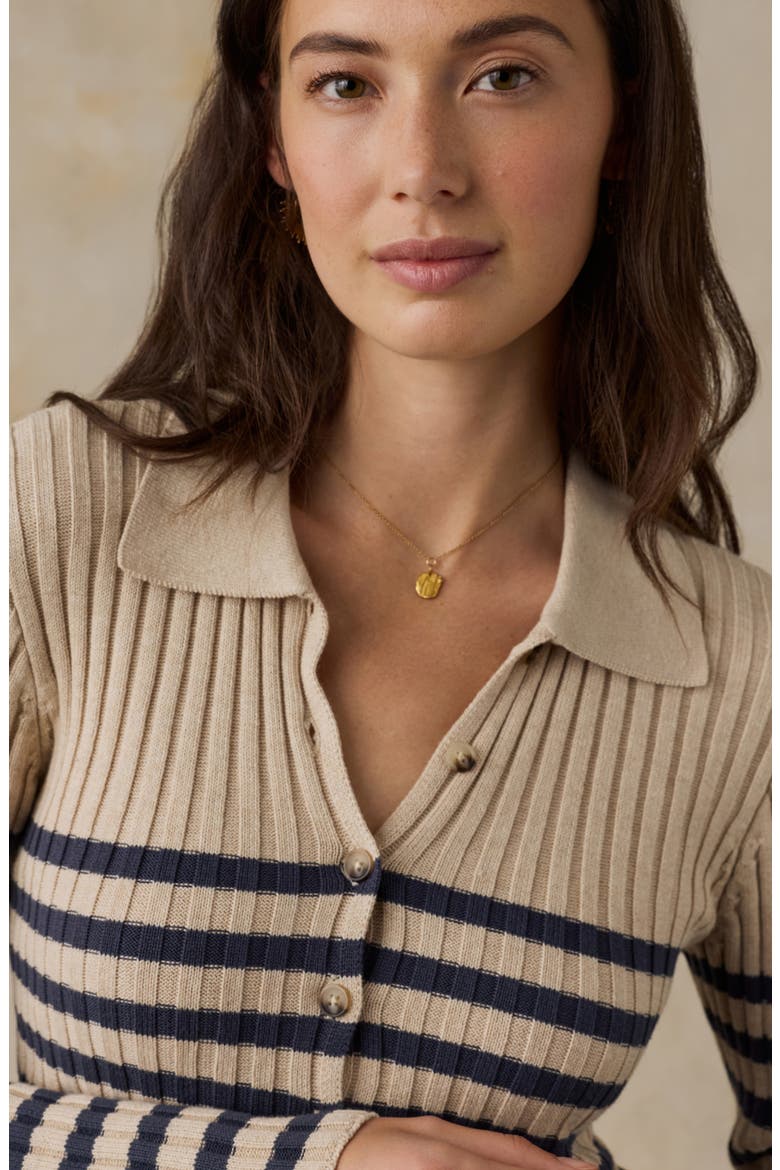 Sunwashed Organic Cotton Ribbed Cardigan, Alternate, color, SALTED NAVY STRIPE
