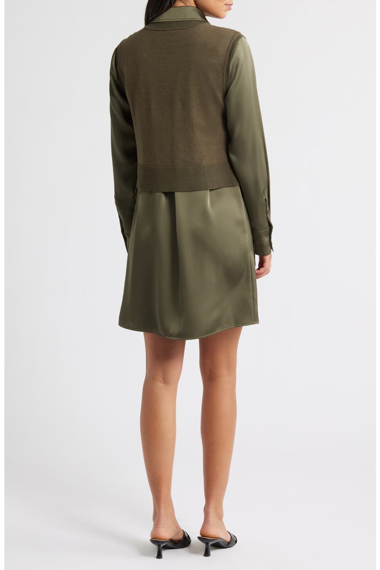 Layered Mixed Media Dress, Alternate, color, LODEN