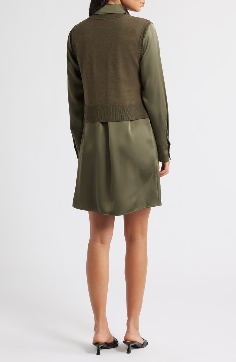 Sam Edelman Layered Mixed Media Dress, Alternate, color, Loden