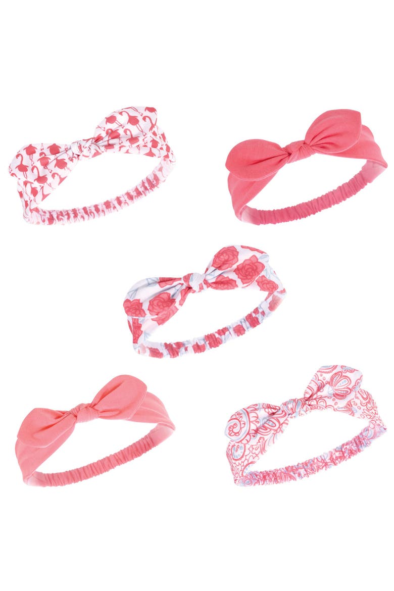 10Pk Knotted Jersey Headbands, Alternate, color, Flamingo Pink Bandana