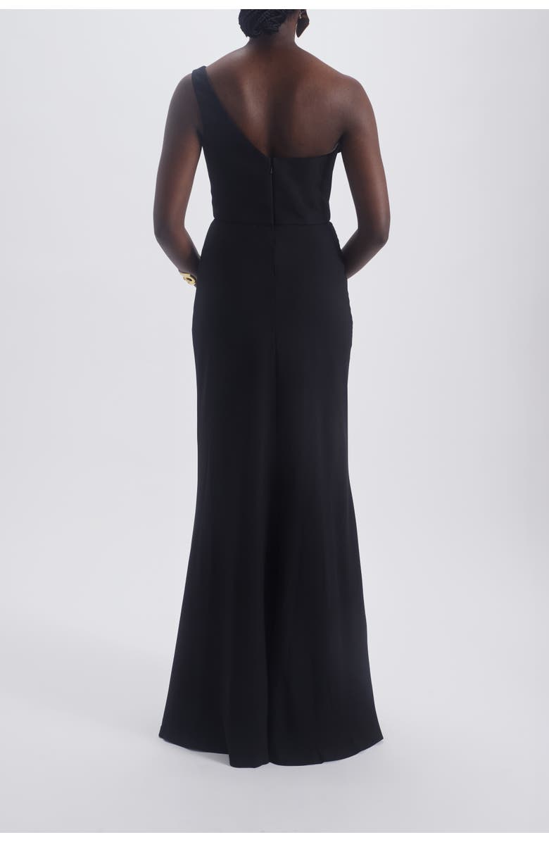 Amsale One Shoulder Draped Gown, Alternate, color, Black