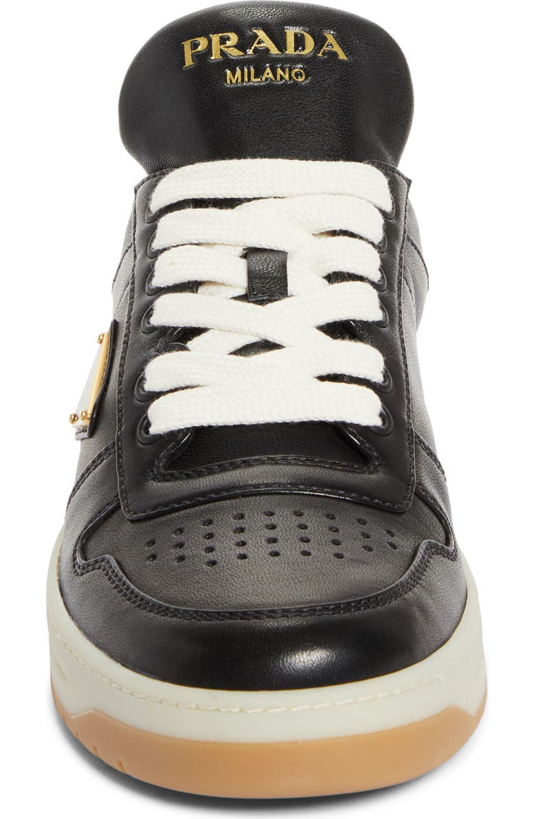 Prada Downtown Leather Sneaker, Alternate, color, Nero