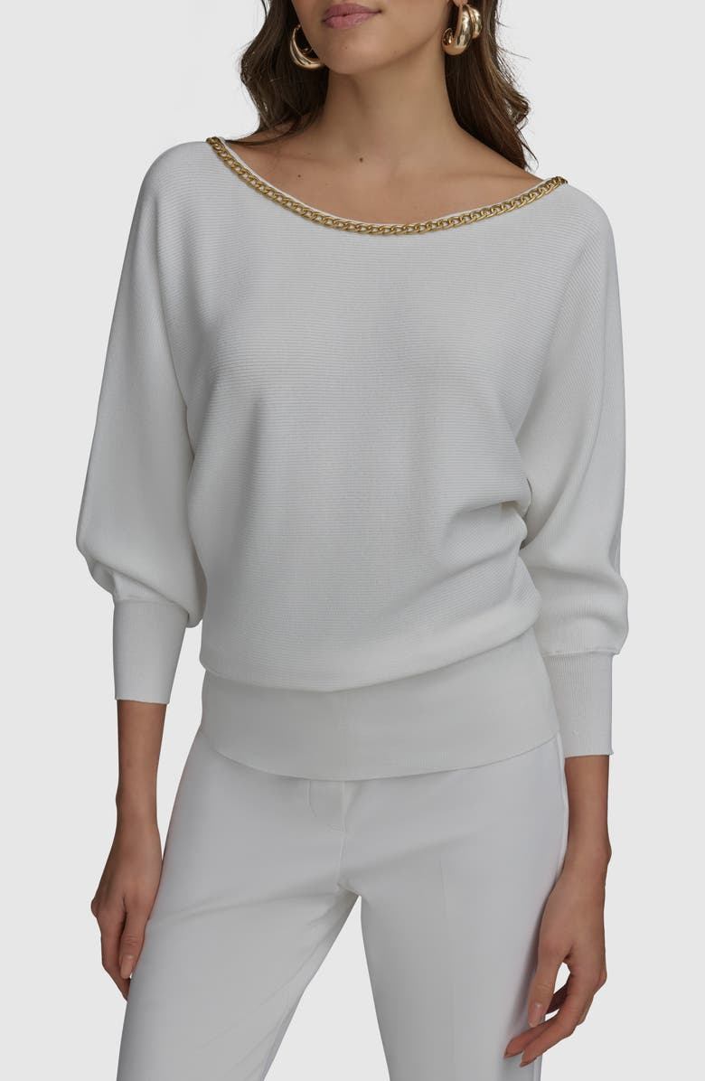 Donna Karan New York Chain Drape Sweater, Main, color, 