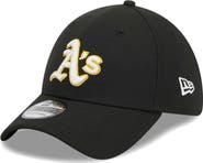 New Era Men's New Era Black Oakland Athletics Logo 39THIRTY Flex Hat