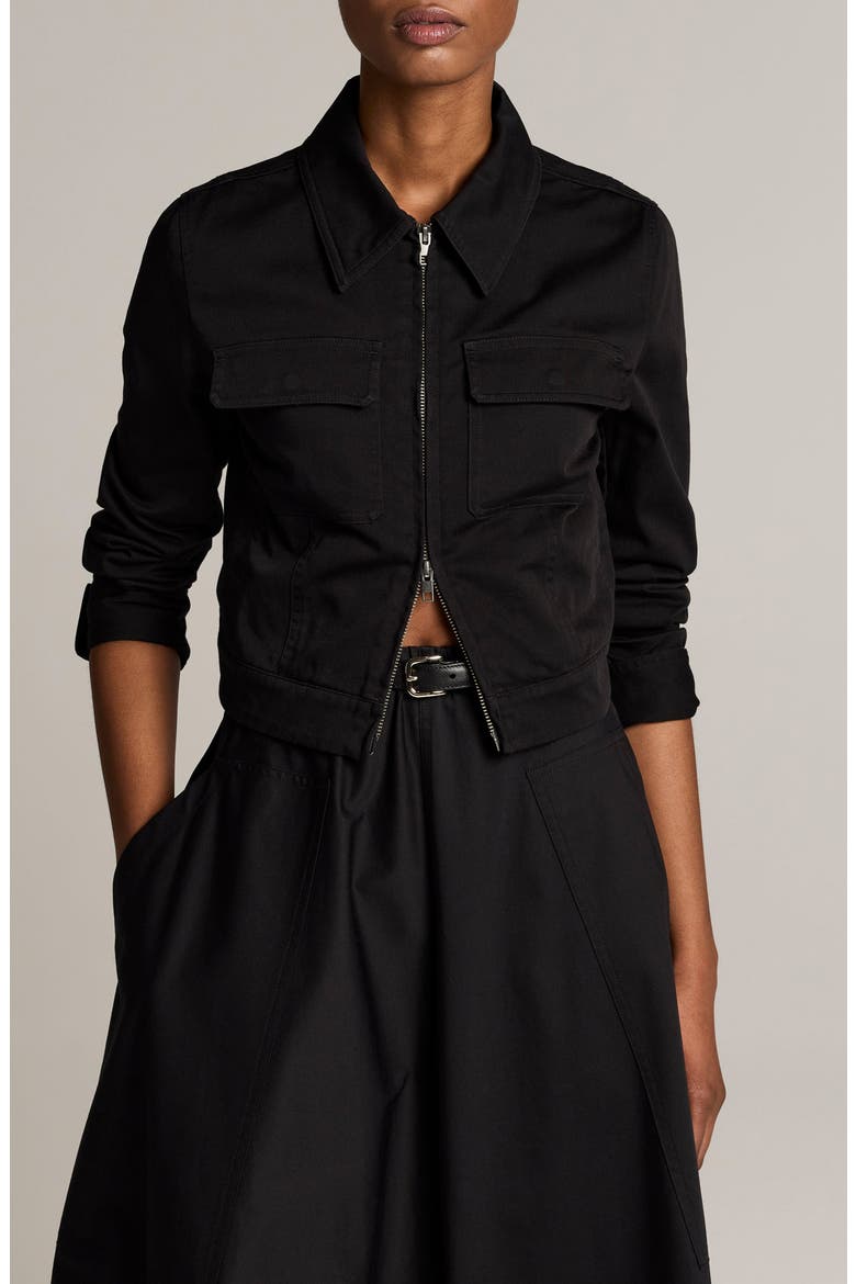 Shrunken Stretch Cotton Jacket, Main, color, BLACK