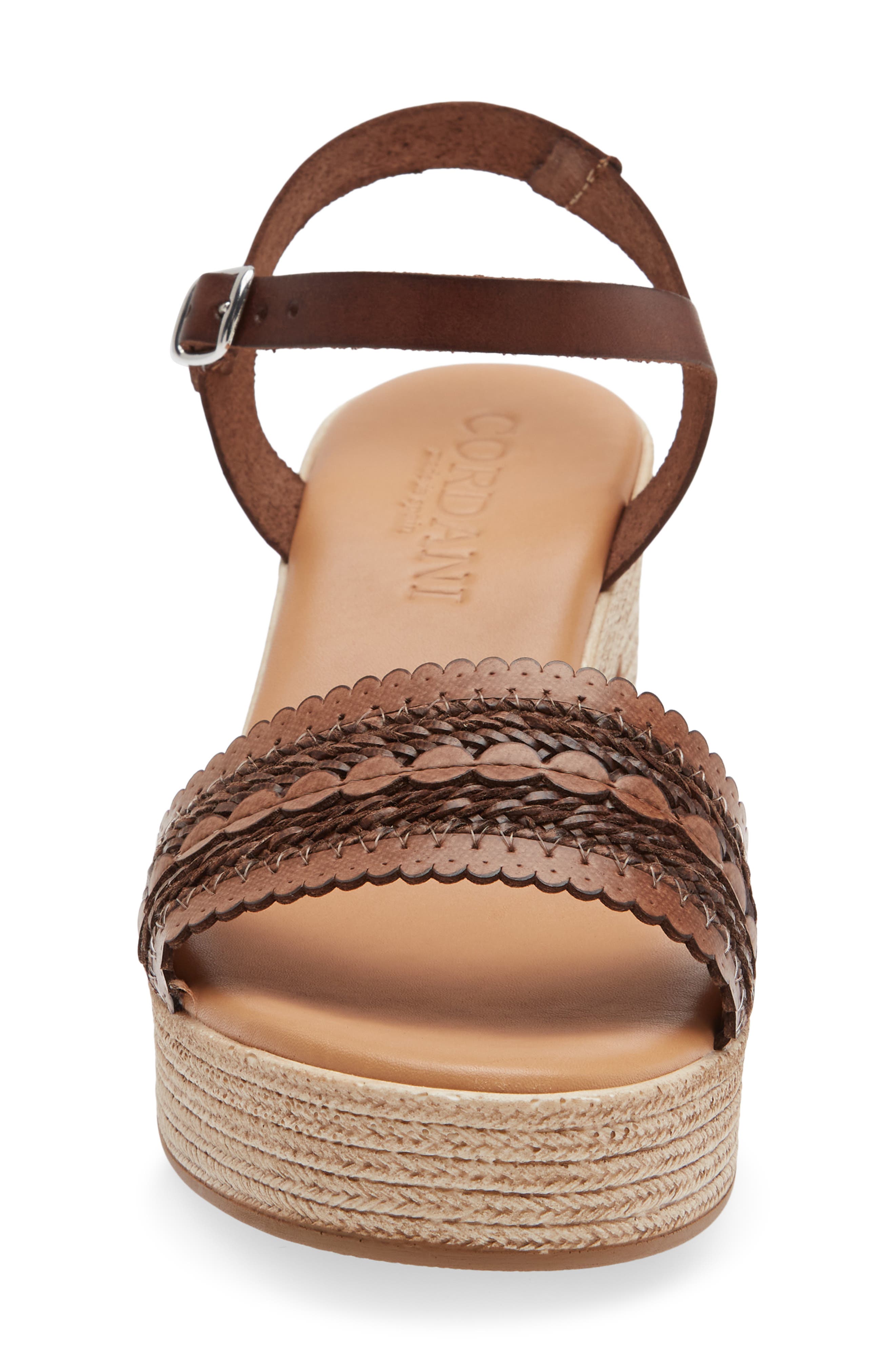 Cordani Markelle Espadrille Ankle Strap Platform Sandal, Alternate, color, Brown Leather