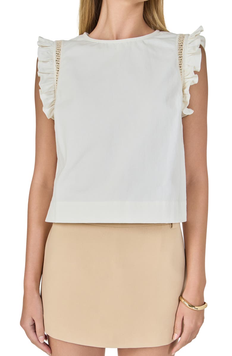 Endless Rose Embroidered Detail Cotton Top, Alternate, color, Cream