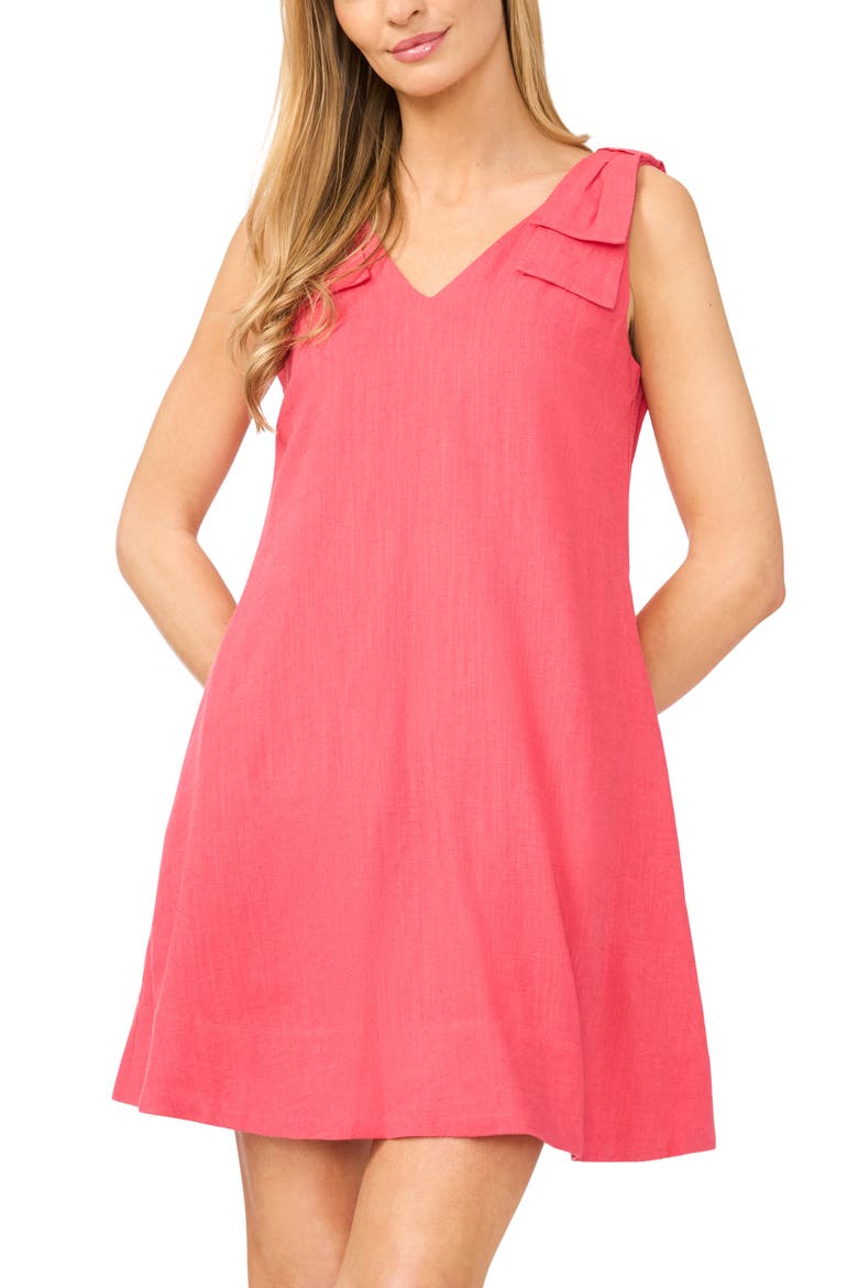 Bow Shoulder Shift Minidress, Alternate, color, CLARET RED