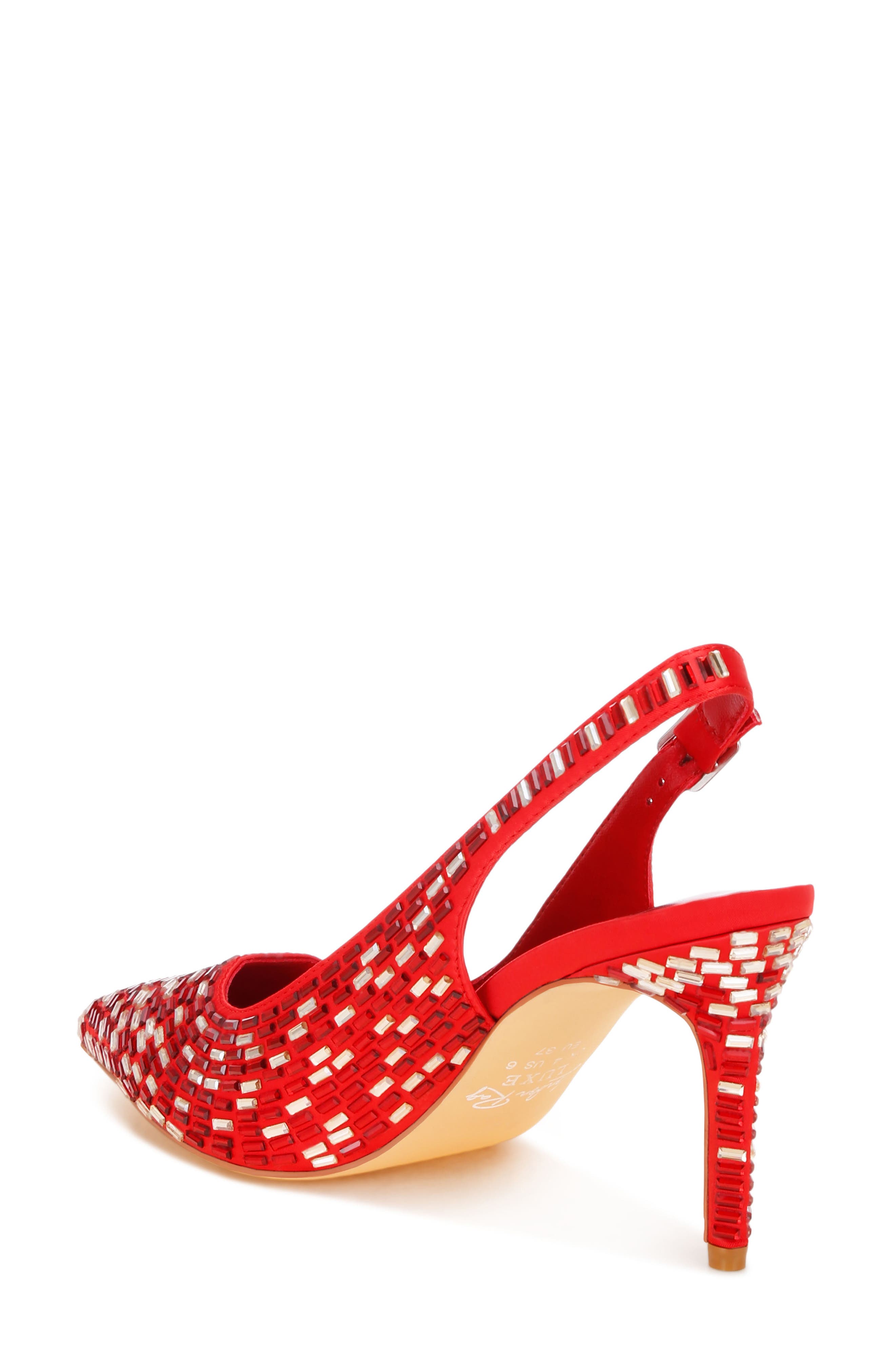 Lutina Mirrored Jewel Slingback Pump, Alternate, color, RED
