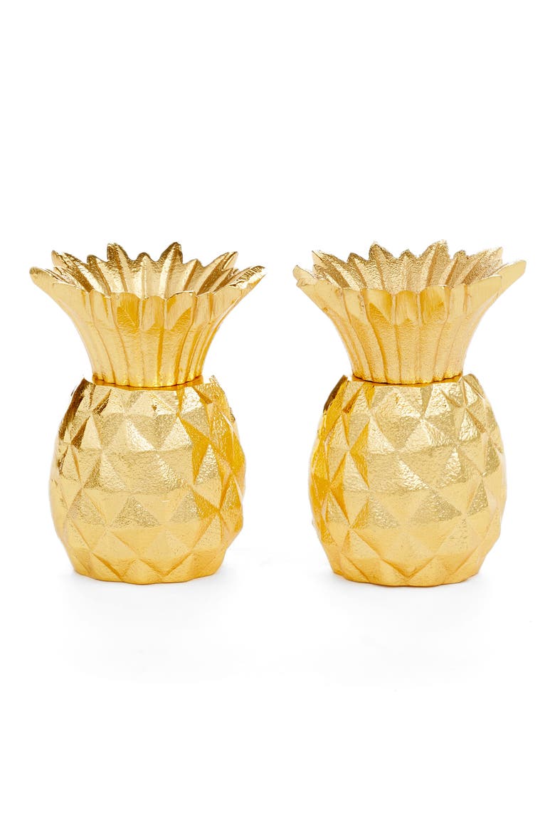 Pineapple Salt & Pepper Shaker Set, Main, color, GOLD