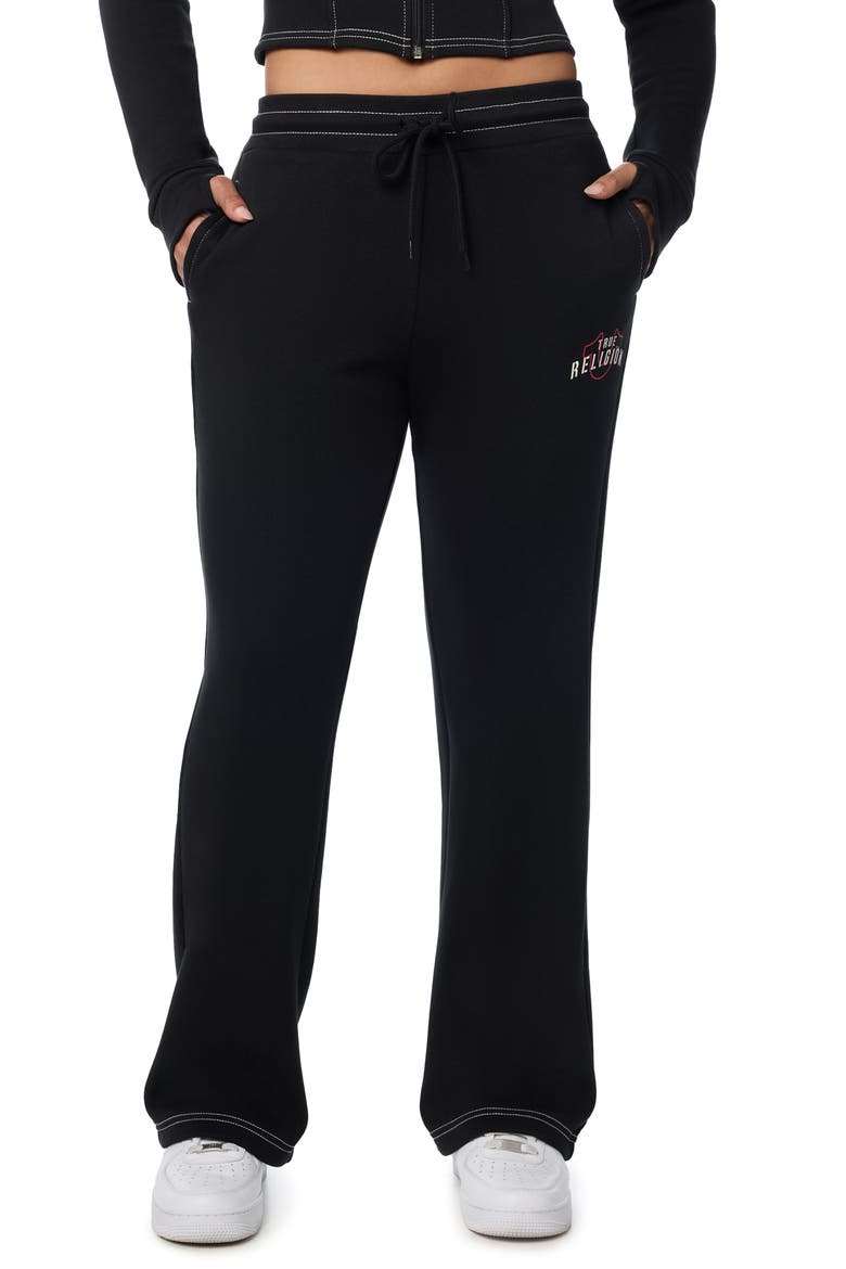 Straight Leg Fleece Pants, Main, color, JET BLACK