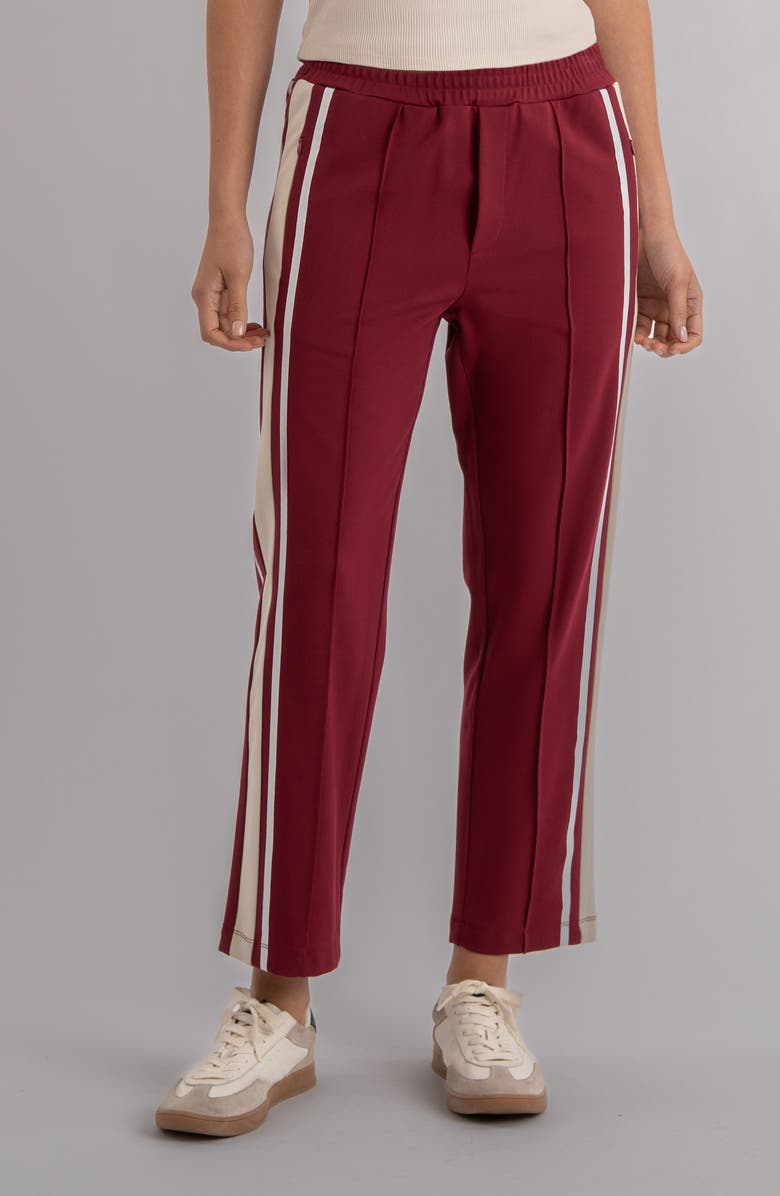 KUT from the Kloth Copa Side Stripe Ankle Track Pants, Main, color, Oxblood