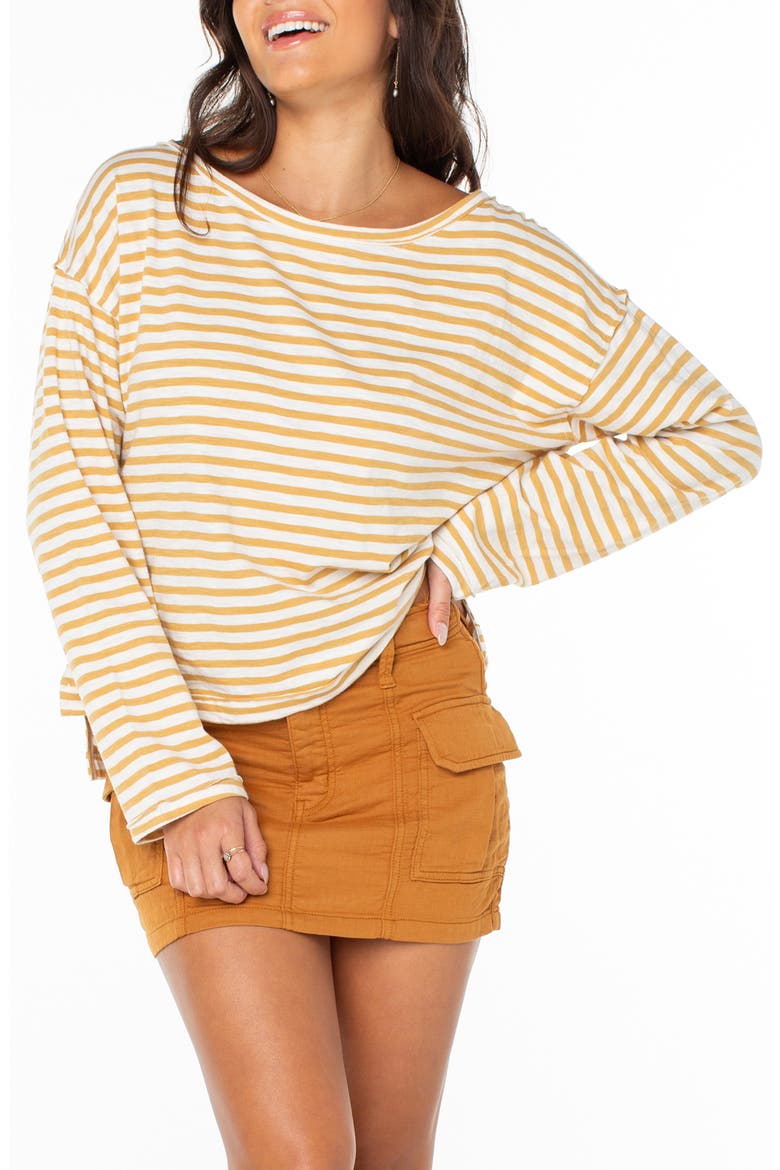 Good Vibes Stripe Top, Main, color, CURRY