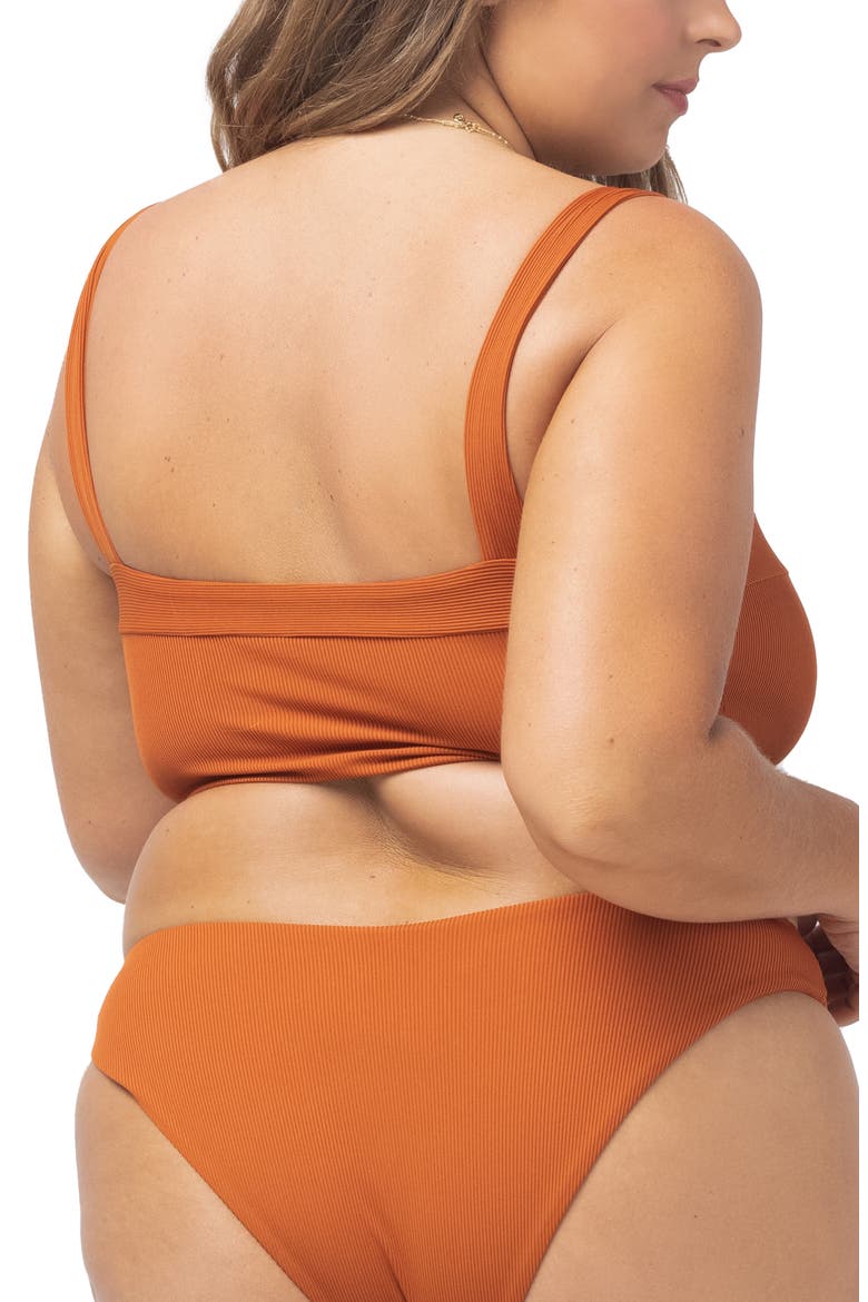 L Space Lee Lee Ribbed Bikini Top, Alternate, color, AMBER