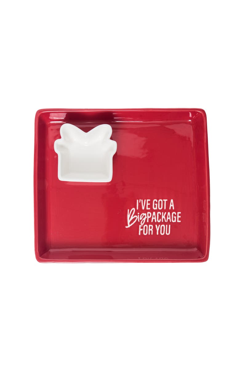 Totalee Gift Package For You Platter & Dip Bowl Set of 2 Ceramic Red, Main, color, Red