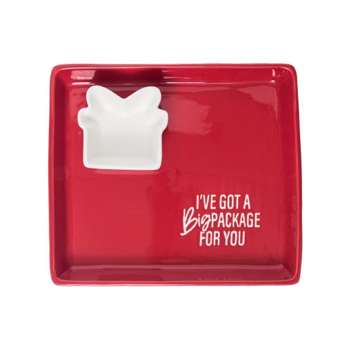 Totalee Gift Package For You Platter & Dip Bowl Set Of 2 Ceramic Red