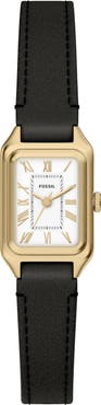 Fossil Mini Raquel Tank Leather Strap Watch, 18mm x 29mm