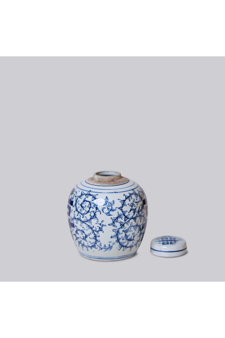 Porcelain Double Happiness Round Storage Jar, Alternate, color, Blue + White