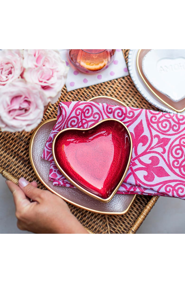 VIETRI Baroque Glass Red Heart Cocktail Plate, Alternate, color, Red