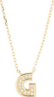 Argento Vivo Sterling Silver Cubic Zirconia Initial Pendant Necklace