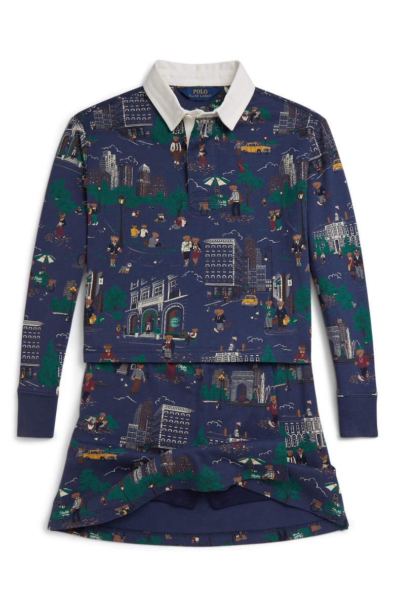 Polo Ralph Lauren Kids' Long Sleeve Top & Skirt Set, Alternate, color, Nyc School Bear