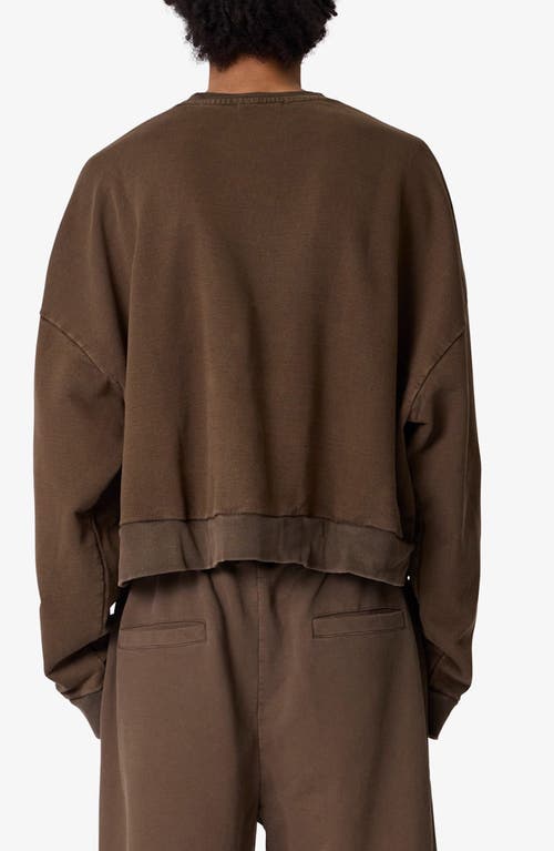 Mnml Crop Cotton Crewneck Sweatshirt In Brown