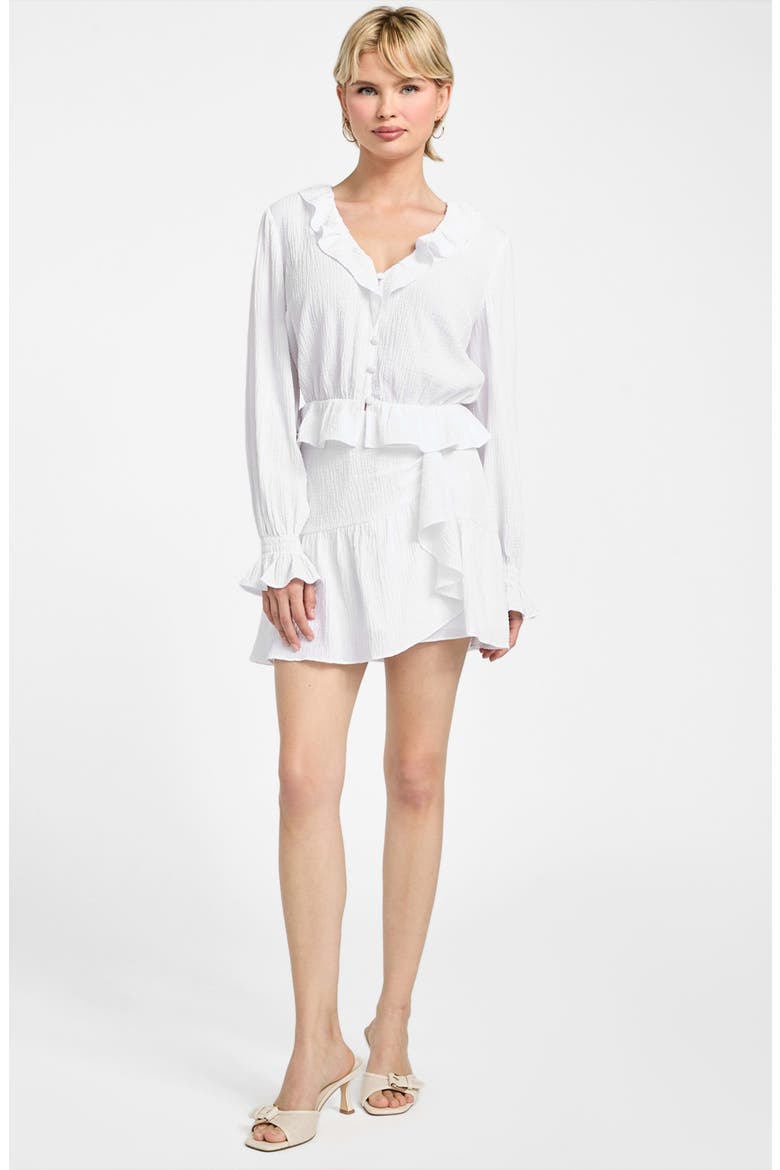 Shaelo Long Sleeve Button-Up Crop Top, Alternate, color, WHITE