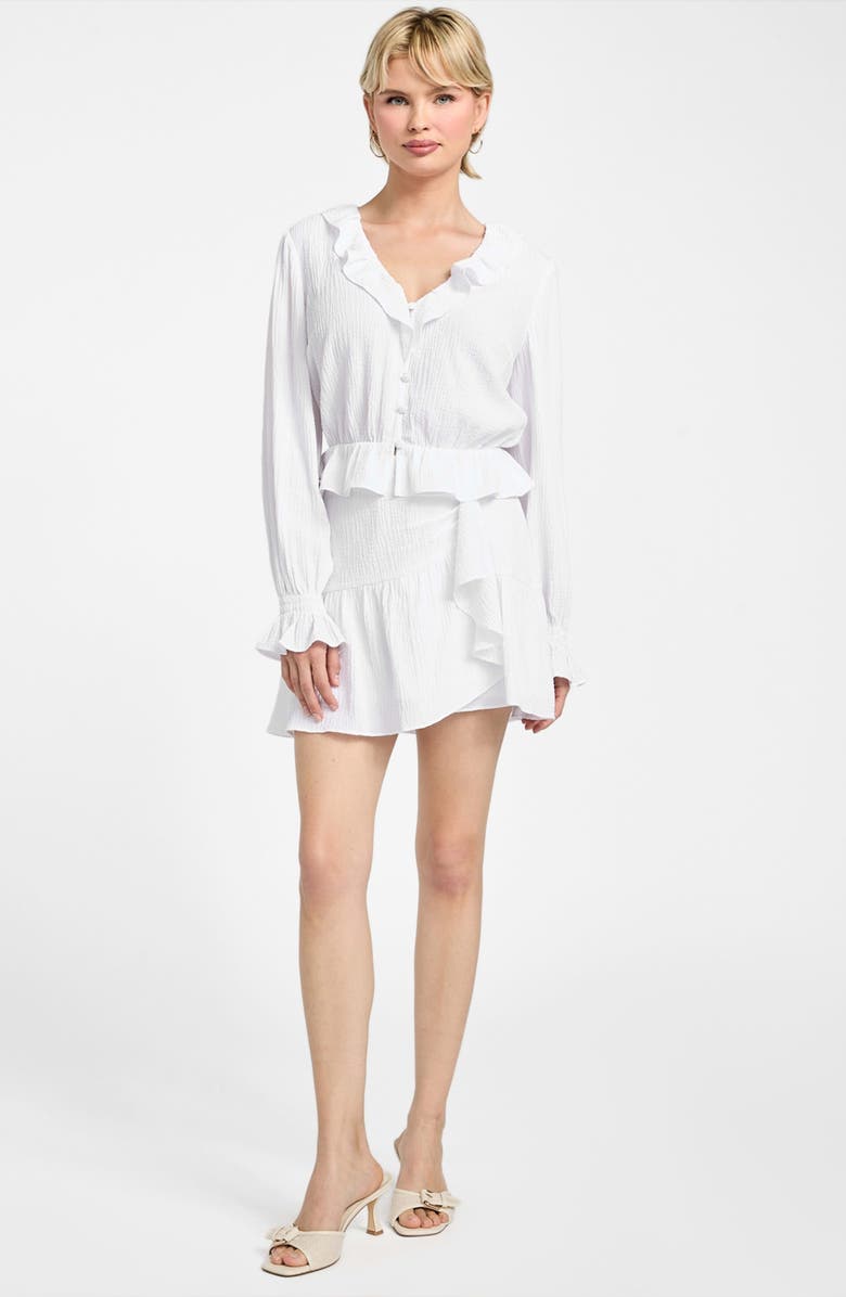 GUESS Shaelo Long Sleeve Button-Up Crop Top, Alternate, color,