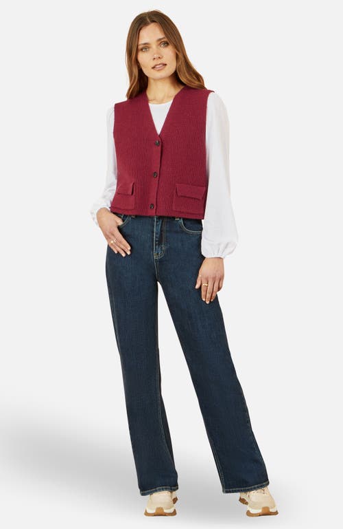 Yumi Knitted Pullover Waistcoat In Burgundy