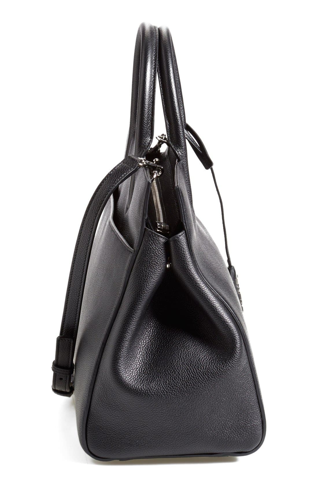 Saint Laurent 'Medium Cabas Rive Gauche' Grained Leather Satchel, Alternate, color, 