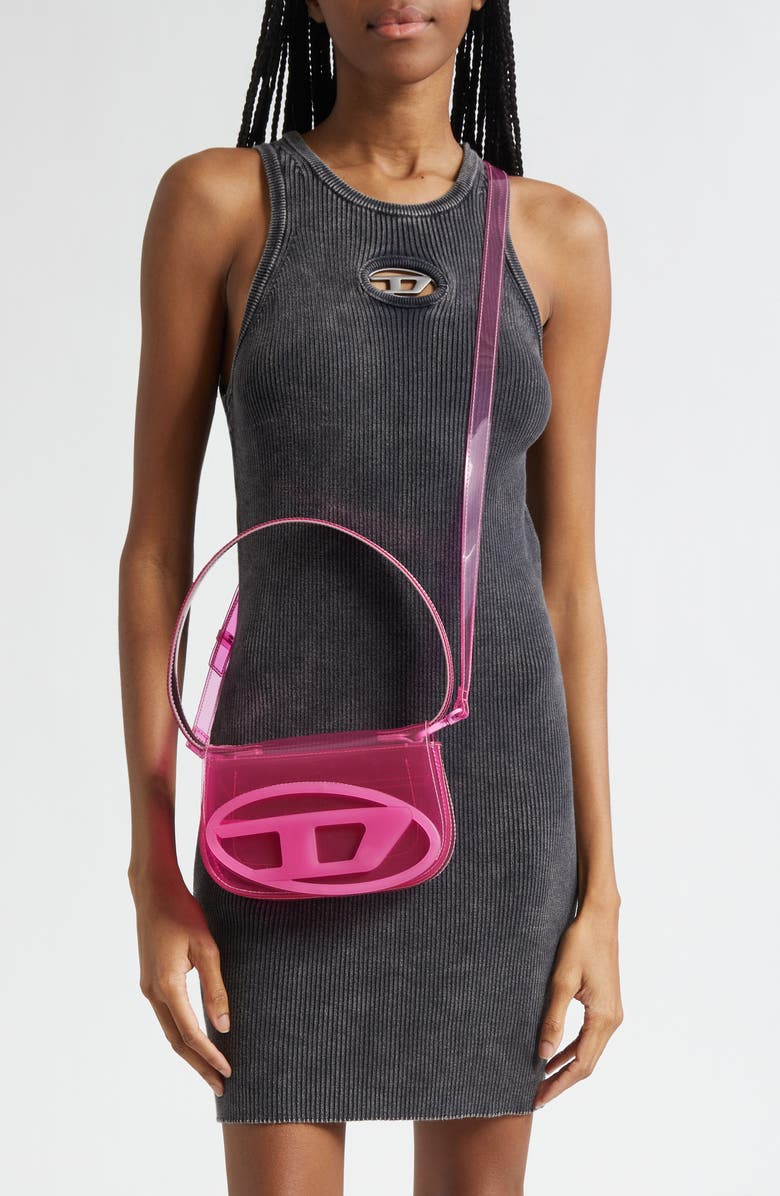 DIESEL<sup>®</sup> 1DR Logo Clear Shoulder Bag, Alternate, color, Pink