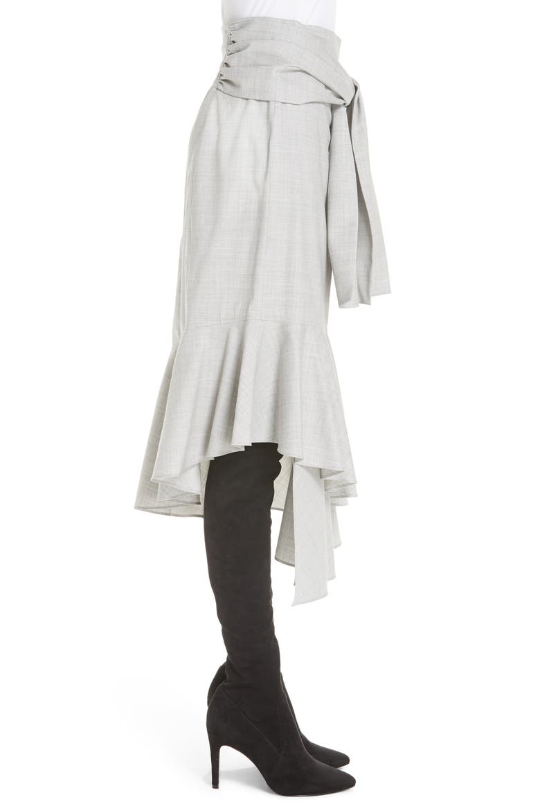 Ruffled Suiting Skirt, Alternate, color, GREY MELANGE