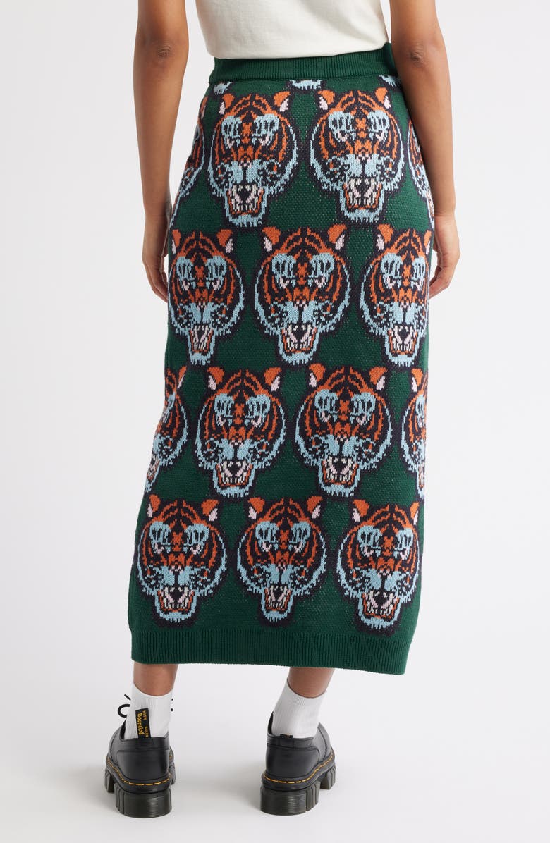 Dressed in Lala Wild Things Knit Midi Skirt, Alternate, color, Green