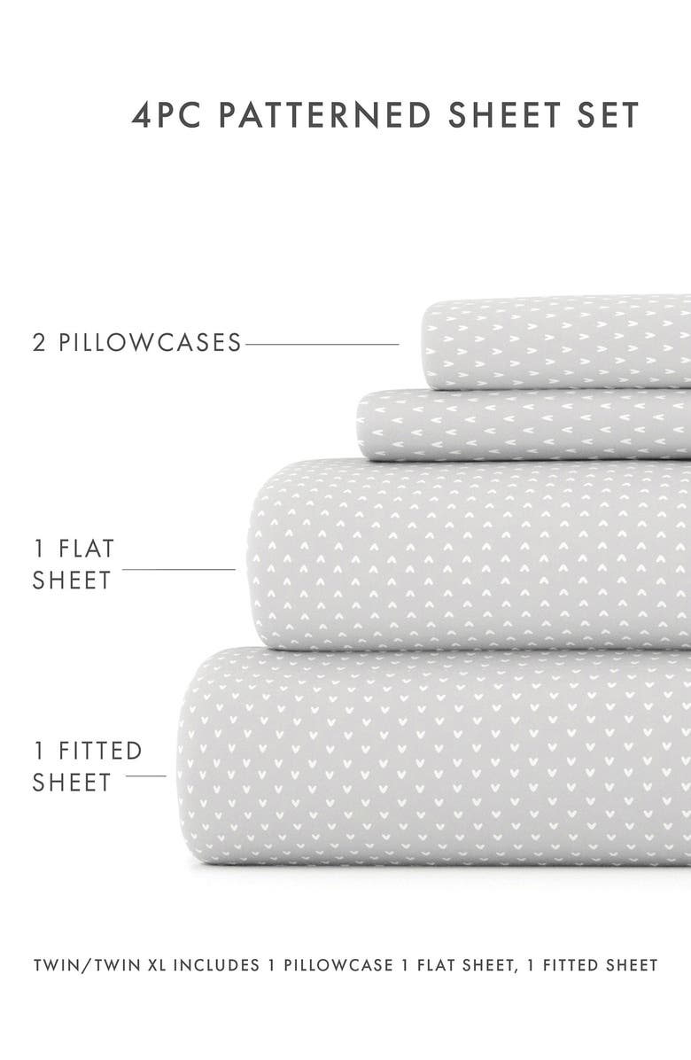 HOMESPUN Premium Ultra Soft My Heart Pattern 4-Piece Bed Sheet Set, Alternate, color, Light Gray