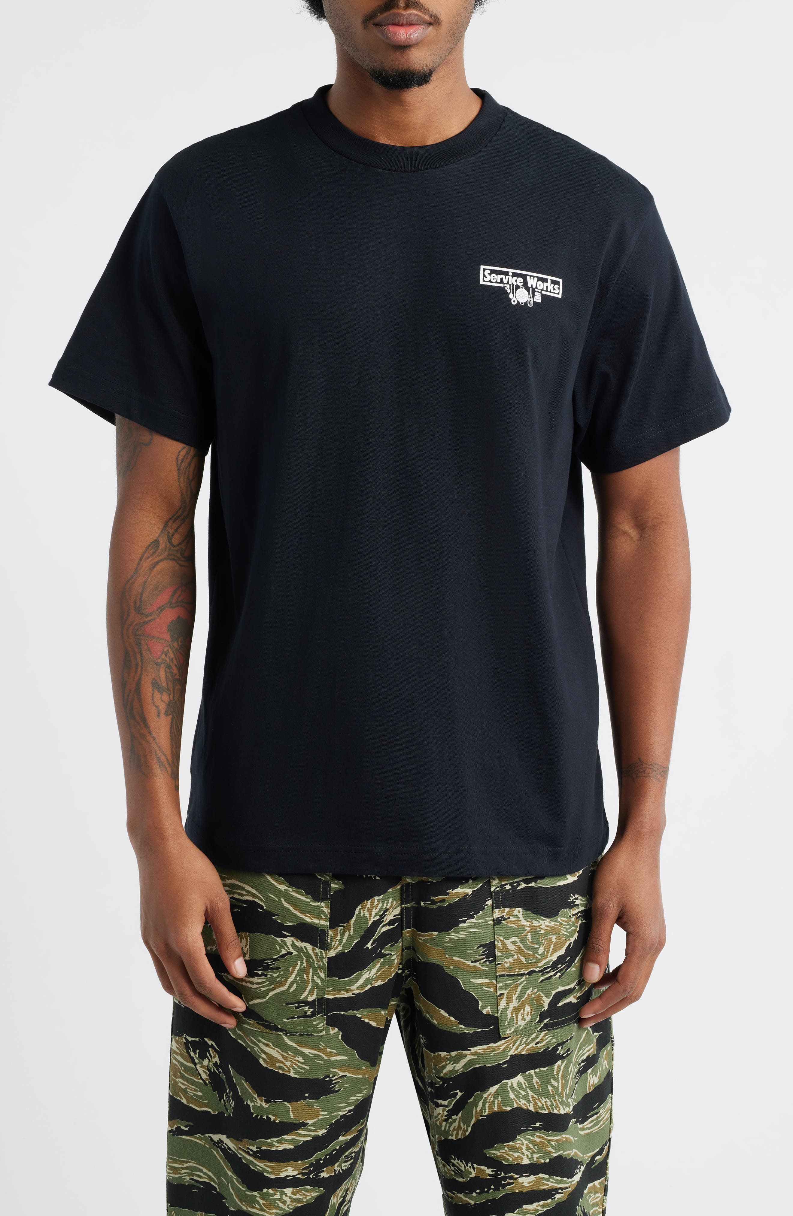 Service Works Trademark Organic Cotton Graphic T-shirt In Blue