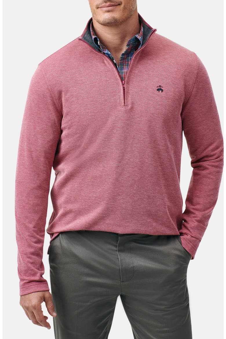 Heathered Piqué Half Zip Pullover, Main, color, PINK