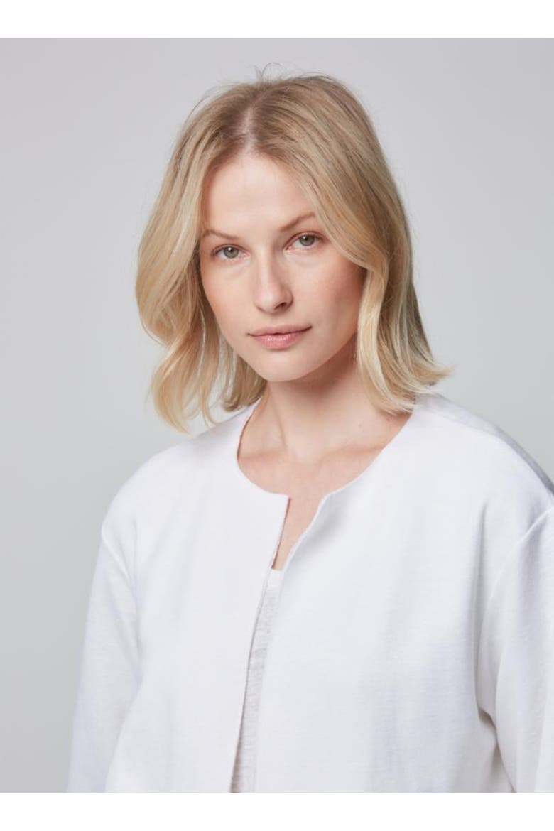 Linen Open Cardigan Jacket, Alternate, color, BLANC