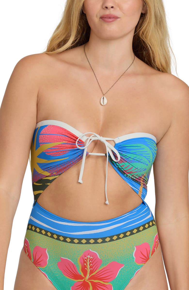 Billabong Midnight Tropics Andrew Cutout High-Leg One-Piece Swimsuit, Alternate, color, True Blue