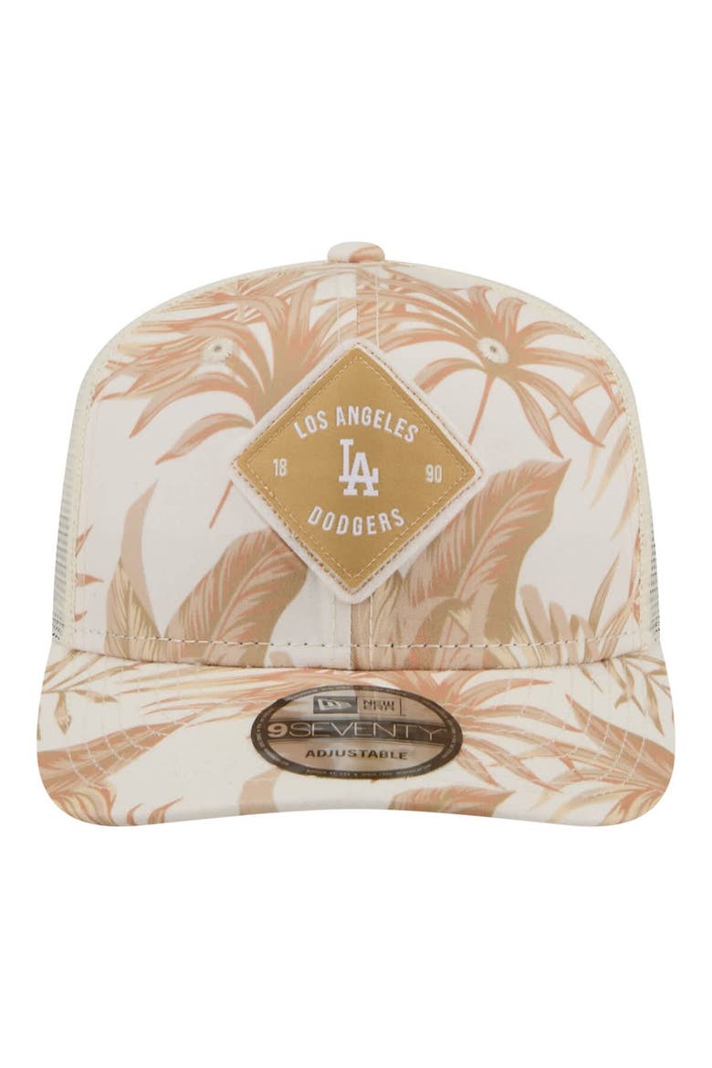 Men's New Era  Tan Los Angeles Dodgers Tonal Palm COOLERA 9SEVENTY Adjustable Trucker Hat, Alternate, color, Tan