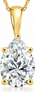 Bliss Diamond Certified 3ct Pear Shape Solitaire Lab Grown Diamond Pendant Gold Necklace