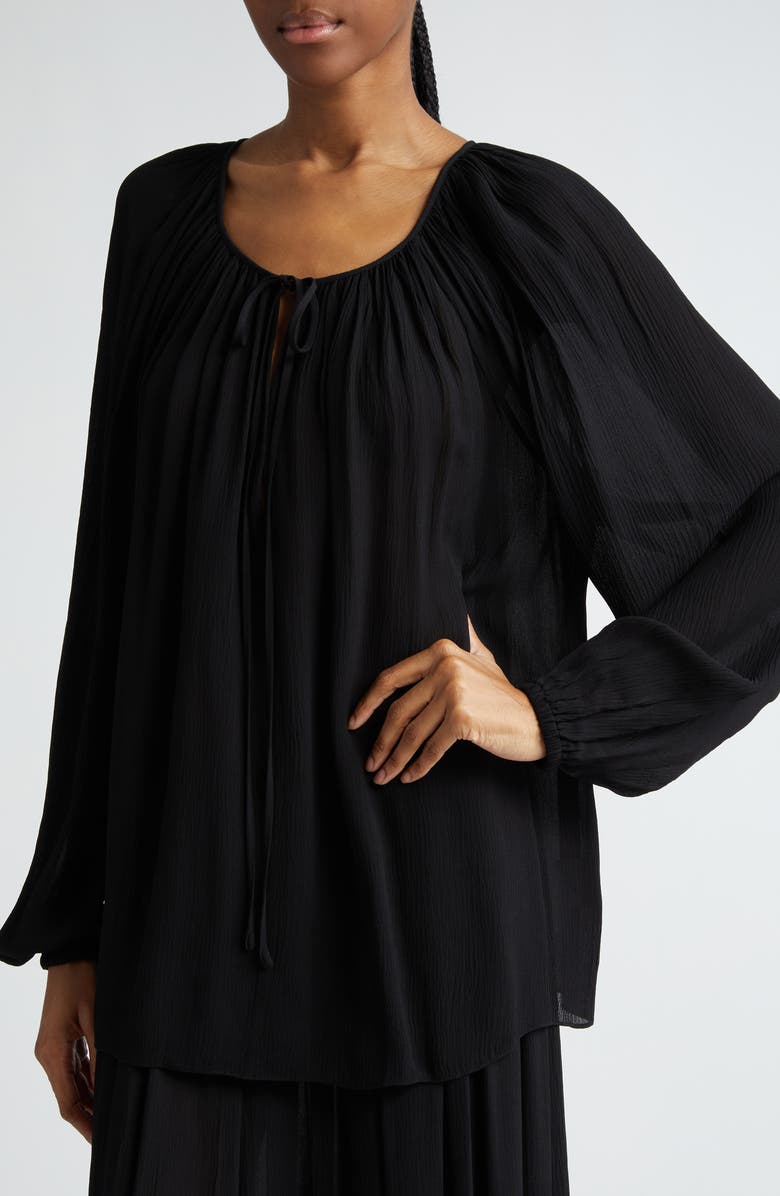 Michael Kors Collection Long Sleeve Georgette Peasant Top, Alternate, color,