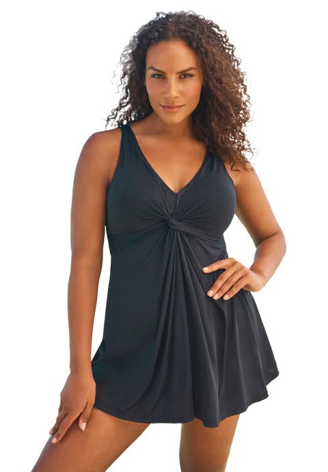 Twist-Front Swim Dress