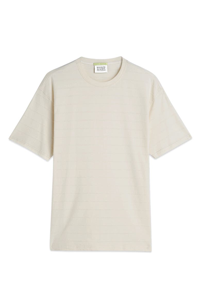 Scotch & Soda Structured Stripe Jacquard Stretch Cotton T-Shirt, Alternate, color, Eggnog