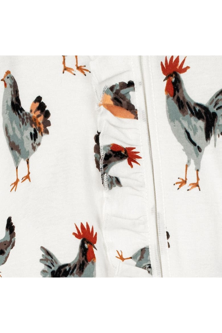Organic Cotton Ruffle Zipper Footed Romper, Alternate, color, Chicken