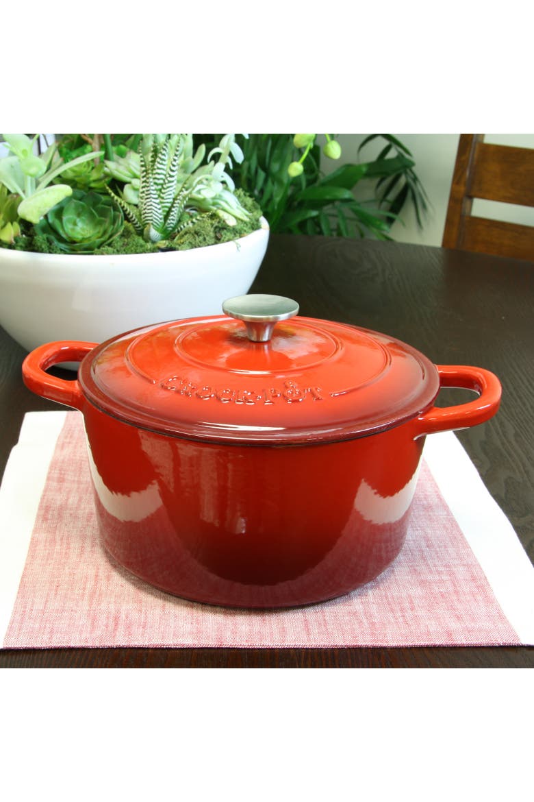 5 Quart Round Enameled Cast Iron Dutch Oven, Alternate, color, Red