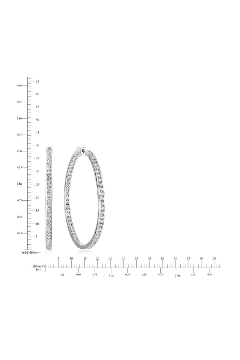 Pavé Cubic Zirconia Inside Out Hoop Earrings, Alternate, color, PURE PLATINUM/ CLEAR STONE