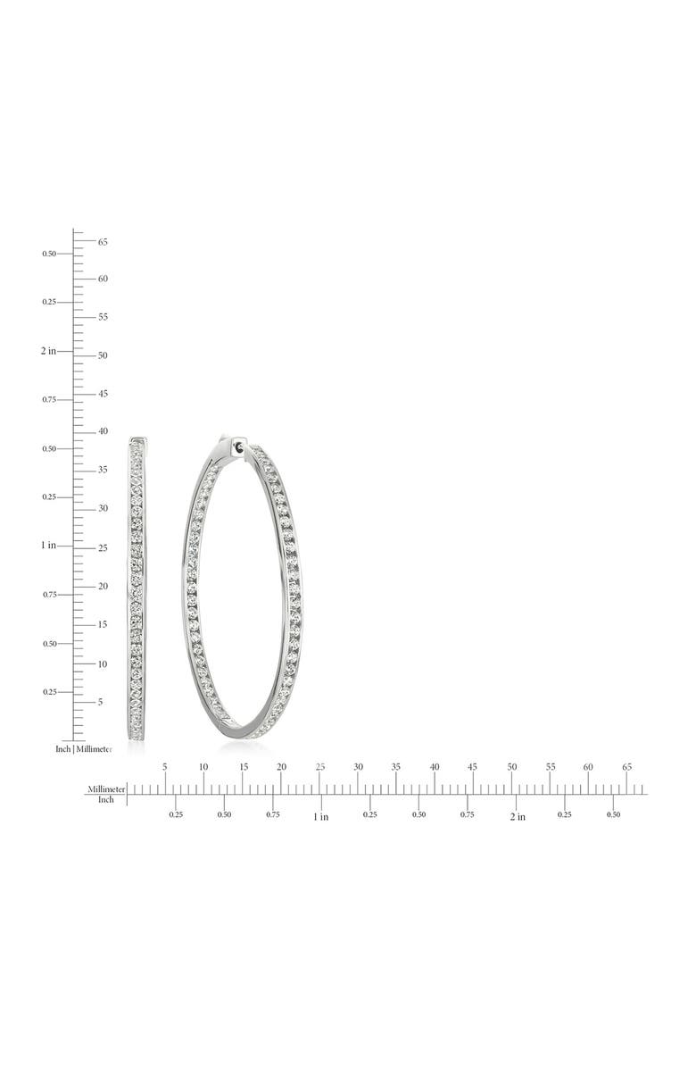Crislu Pavé Cubic Zirconia Inside Out Hoop Earrings, Alternate, color, Pure Platinum/ Clear Stone