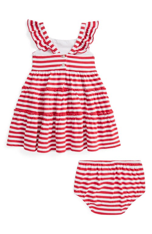 RALPH LAUREN RALPH LAUREN STRIPE COTTON JERSEY RUFFLE DRESS & BLOOMERS SET